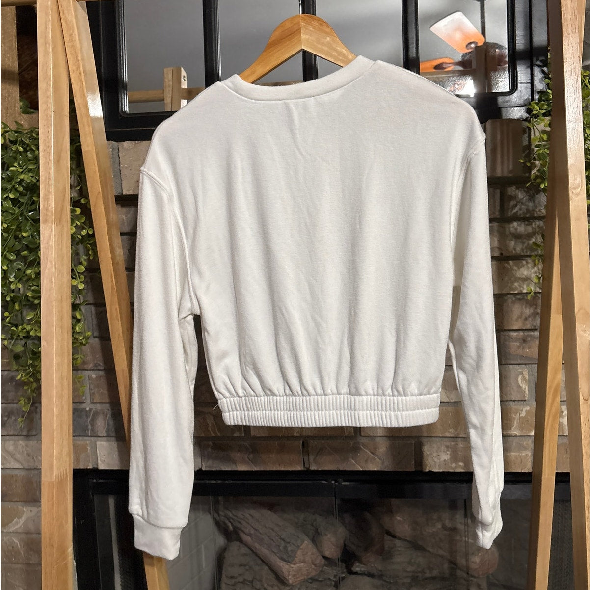 Zara Bamboo White Terry Sweatshirt - Small - EUC