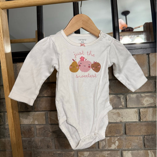 Carter's Just the Sweetest White Long Sleeve Bodysuit 6M GUC